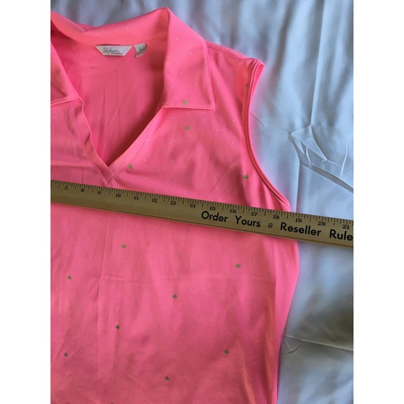 Lady Hagen Essentials Polo Shirt Womens Large Pink Sleeveless Golf V Neck Dotted - Picture 9 of 11